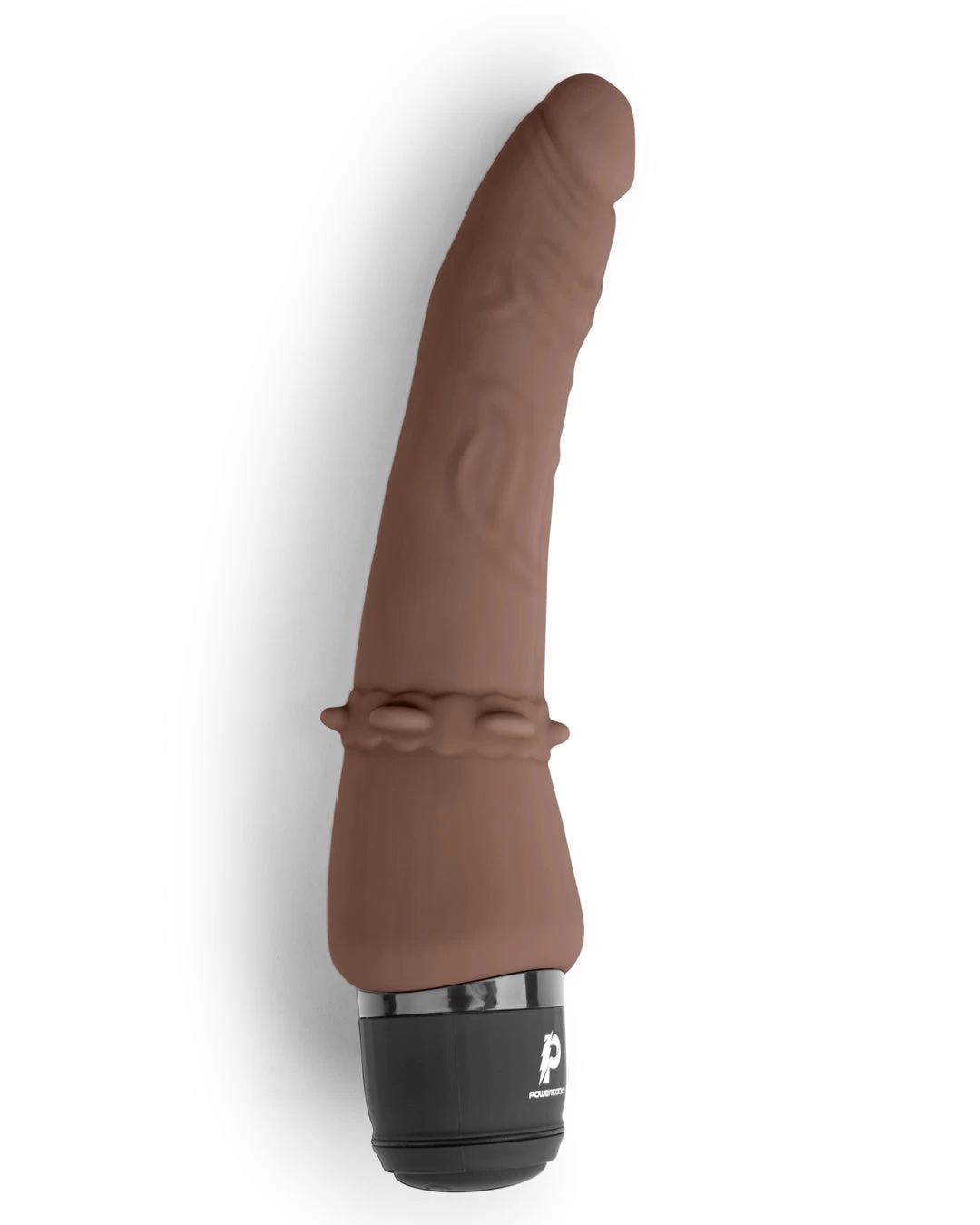 Powercocks Slim 7 Inch Realistic Vibrating Dildo - Chocolate - Image 3