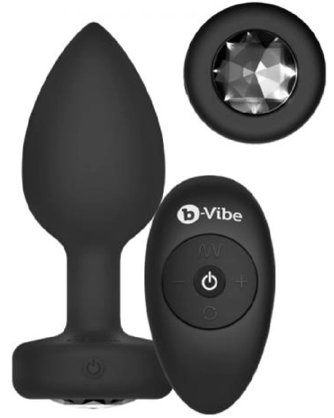 B-vibe Vibrating Jewel Anal Plug M/L - Black - Image 2