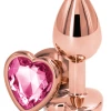 NS Novelties Rear Assets Rose Gold Metal & Pink Gem Heart Anal Plug - Small