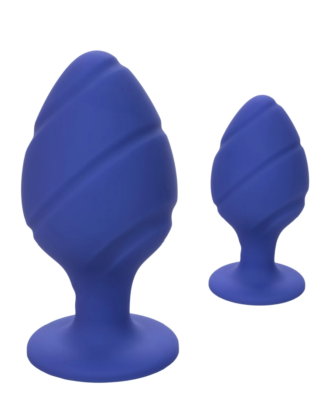 CalExotics Cheeky Blue Silicone Butt Plugs: Set 2 Graduated - Image 2