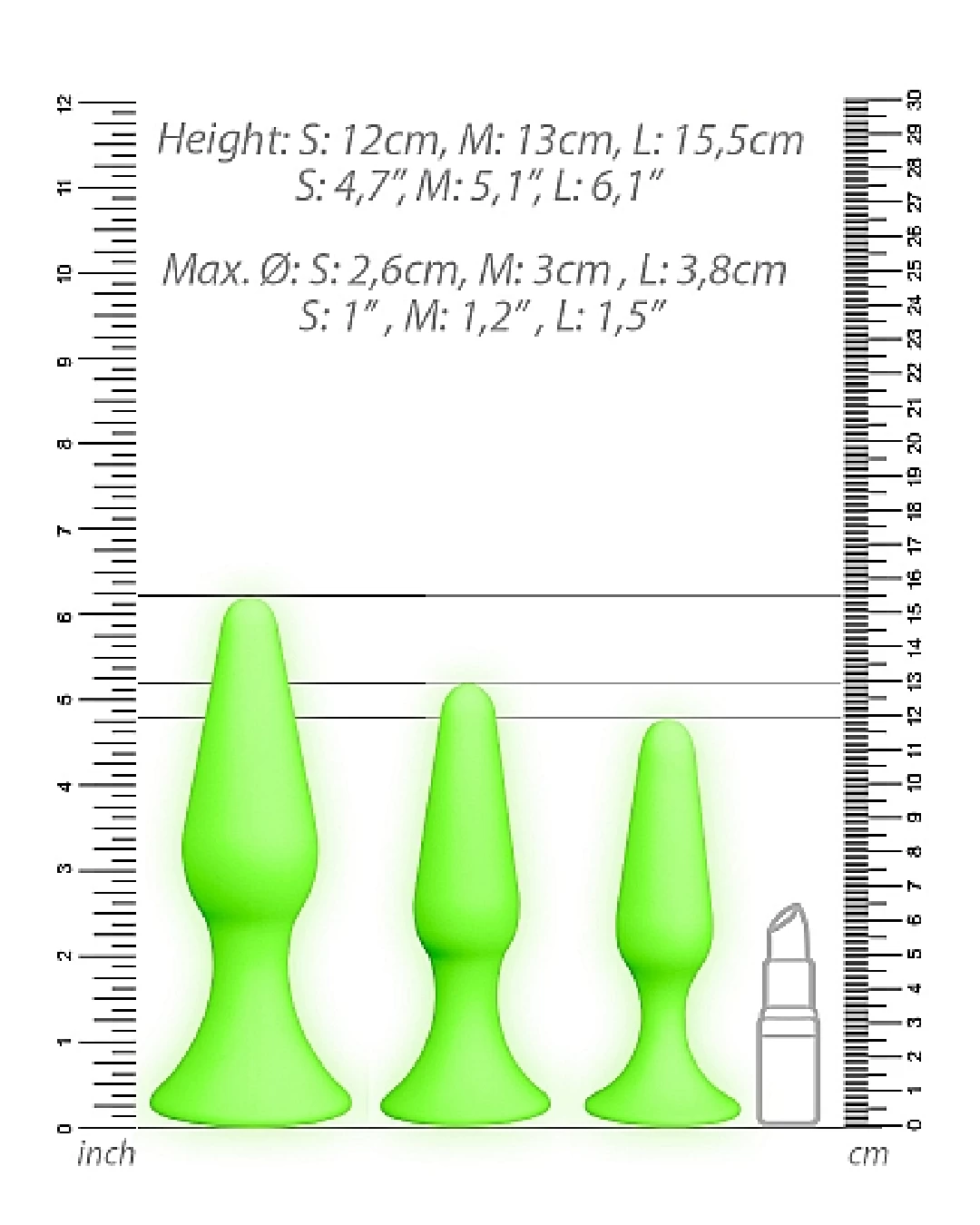 Shots Glow In The Dark 3 Piece Butt Plug Set - Image 3