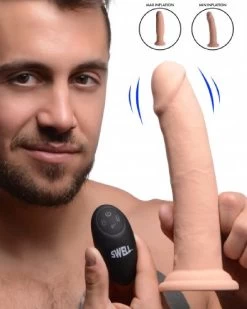 XR Brands Swell Inflatable Vibrating Remote Control Silicone Dildo - 8.5 Inch