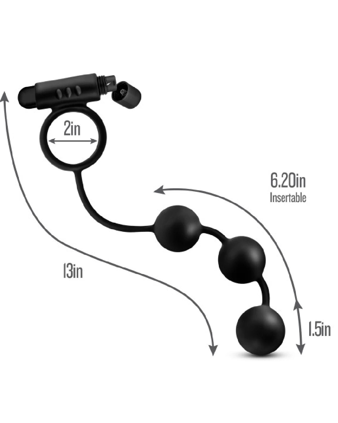 Blush Anal Adventures Silicone Anal Beads With Vibrating Cock Ring - Image 4