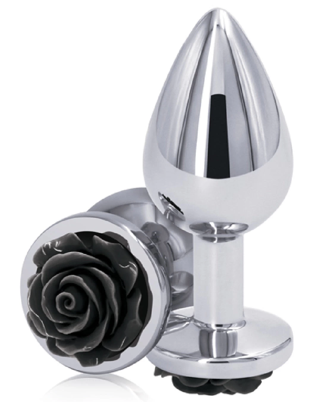 NS Novelties Rear Assets Black Rose Metal Anal Plug - Medium