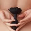 Open Roses Large Black Silicone Flower Butt Plug