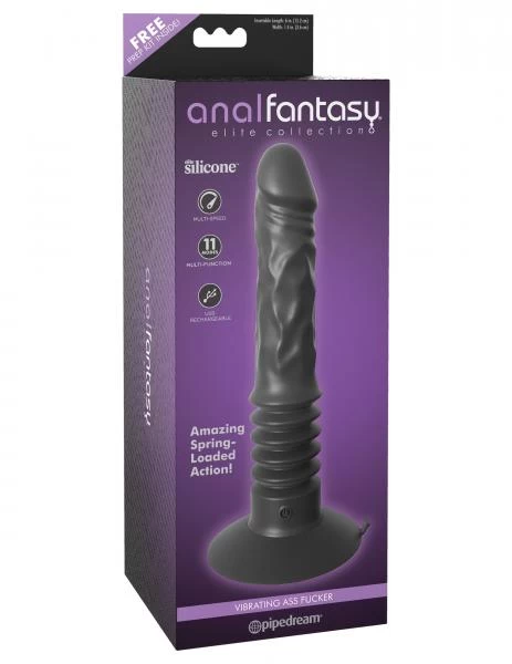 Ass Fucker Black Silicone Thrusting Vibrator With Suction Cup - Image 4