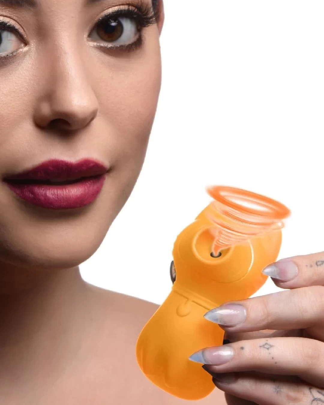 XR Brands Sucky Kitty Orange Cat Air Pulsation Clitoral Stimulator - Image 3