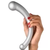 XR Brands Vibra Crescent Powerful Silicone Double Ended Vibrator - Silver