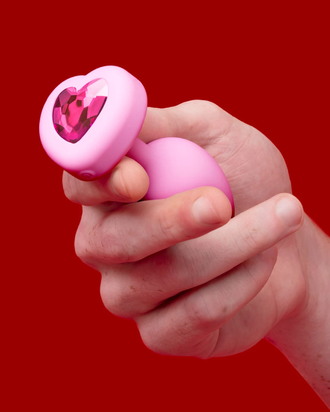 B-vibe Vibrating Heart Shaped Jewel Anal Plug S/M - Pink - Image 3