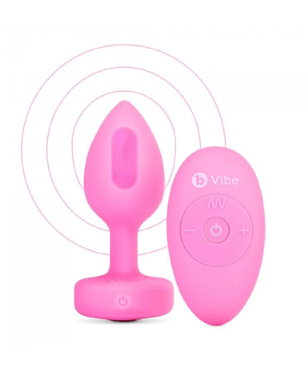 B-vibe Vibrating Heart Shaped Jewel Anal Plug S/M - Pink - Image 4