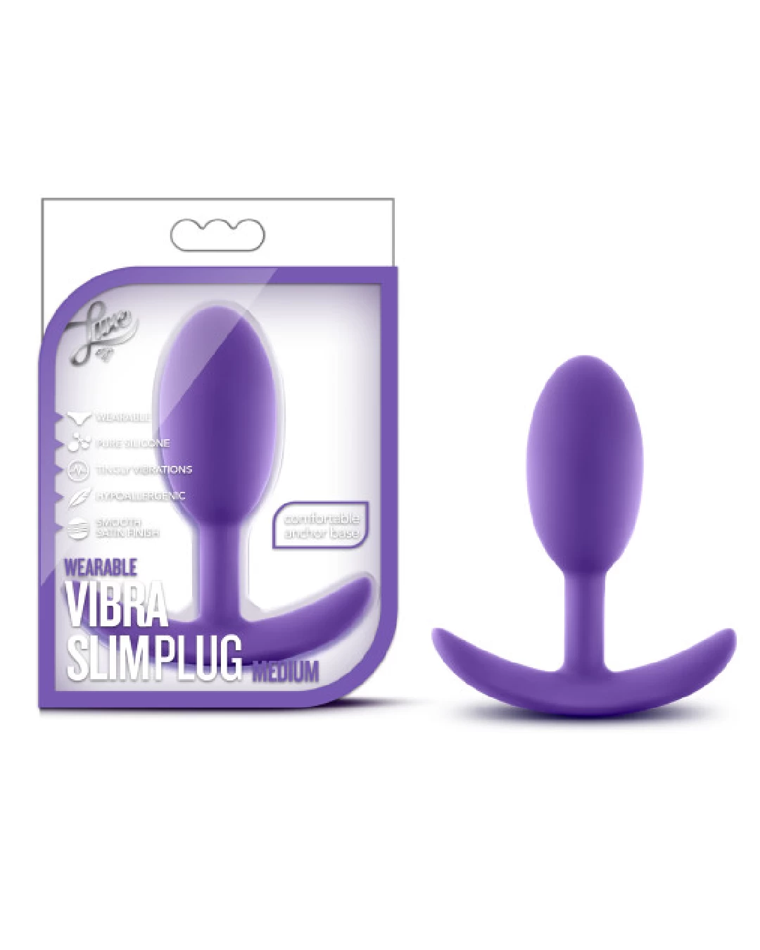 Blush Luxe Medium Wearable Silicone Vibra Slim Plug - Purple - Image 5