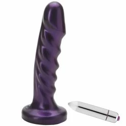 6.5" Tantus Echo Vibrating Silicone Dildo - Midnight Purple