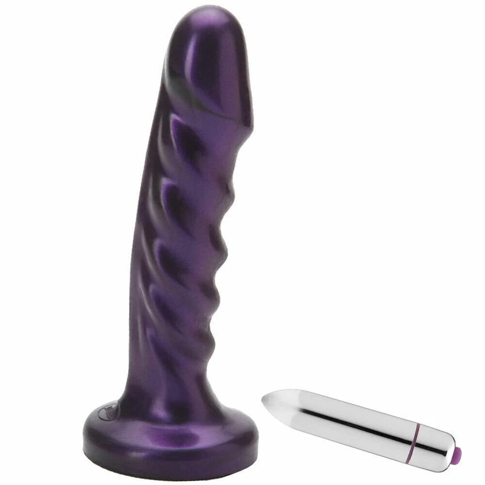 6.5" Tantus Echo Vibrating Silicone Dildo - Midnight Purple