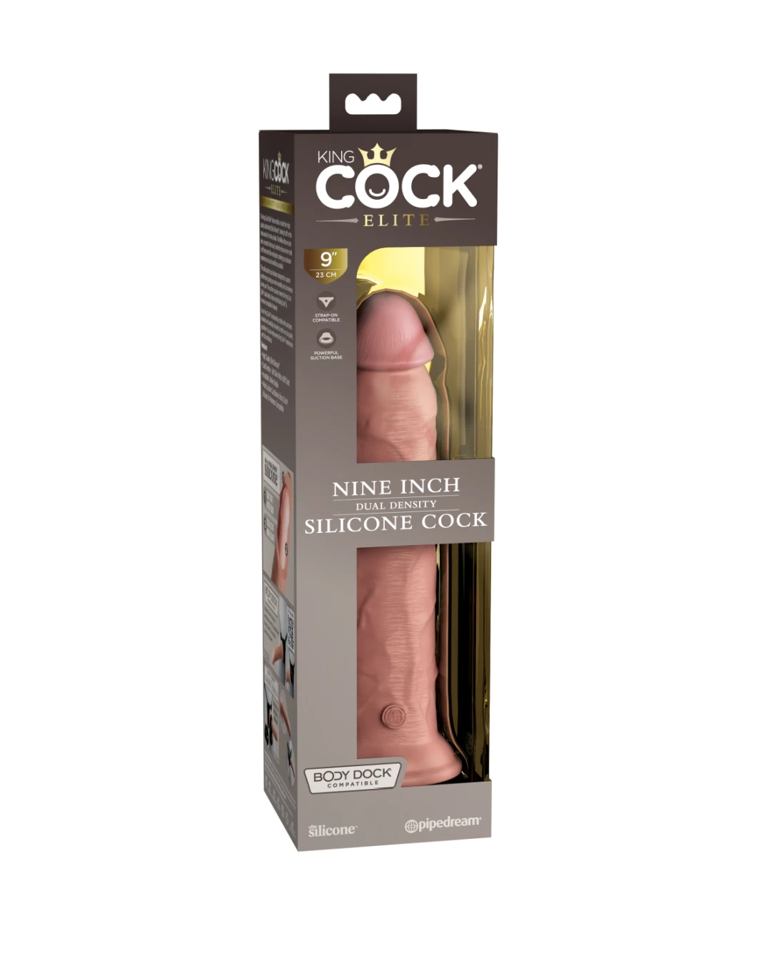 King Cock Elite 7" Vibrating Silicone Dual Density Dildo - Vanilla - Image 5