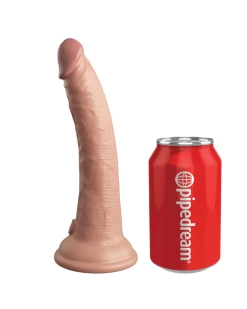 King Cock Elite 7" Vibrating Silicone Dual Density Dildo - Vanilla