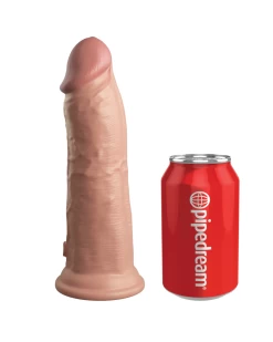 King Cock Elite 8" Vibrating Silicone Dual Density Dildo - Vanilla